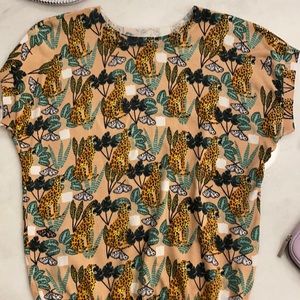 Anthro Pepaloves cheetah blouse